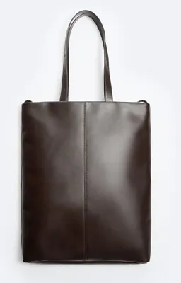 Zara Large Leather Brown Tote-NEW • $60