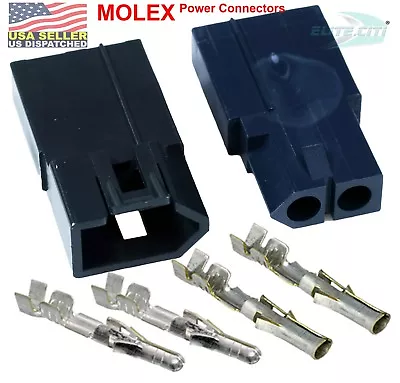 Molex (2-Pin) Positive Lock Connector W/18-22 AWG .093  Pins Glow-Wire Capable • $6.35