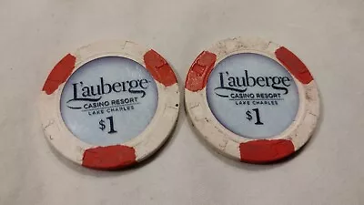 L'AUBERGE CASINO RESORT $1 Hotel Casino Gaming Poker Chip Pair Lake Charles LA • $2.95