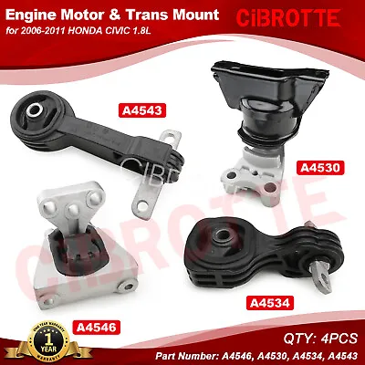 Set Of 4 Engine Motor &Trans Mount Kit For 2006-2010 Honda Civic 1.8L Auto Trans • $65.99