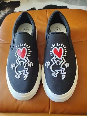 H&M Keith Haring Cotton Canvas Slip-on Shoes Sneakers Black  Size 44  US 11  • $30