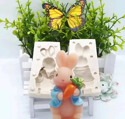 Easter Bunny Candle Mold Rabbit Ice Cube Chocolate Baking Mould DIY • £8.99