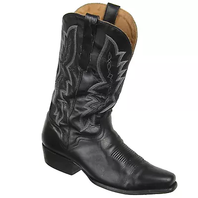 El Dorado Mens 1110 Handmade Western Cowboy Boots Size 10.5D Black Calf Leather • $99.99