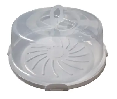 Round Cake Storage Box Plastic Transporting Travel Carry Container For Cakes • £8.99