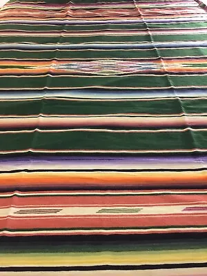 Antique Vintage 1930’s Mexican Wool Fringed Blanket Saltillo Serape 89”x58” • $224.99