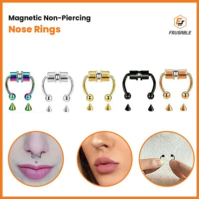 $3.97 • Buy Magnetic Non-Piercing Fake Nose Rings Septum Segment Helix Club Clickers Punk US