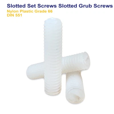 £19.49 • Buy M6 X 10mm SLOTTED GRUB SCREWS SET SCREWS NYLON PLASTIC CLASS 66 DIN 551
