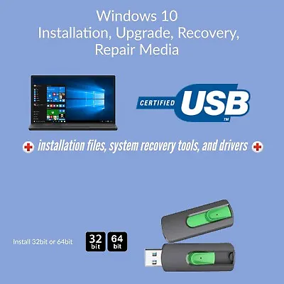 Reinstall Windows Bootable Installer Recovery Upgrade 32GB USB Stick #18 • $24.99