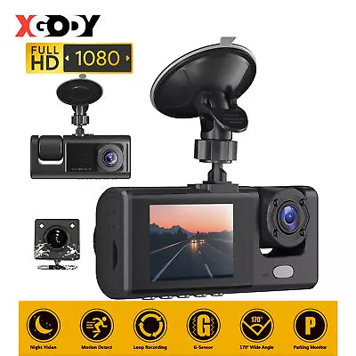 XGODY Dash Cam 1080P 3 Channel Car Video Recorder G-sensor Night Vision For Uber • $42.99
