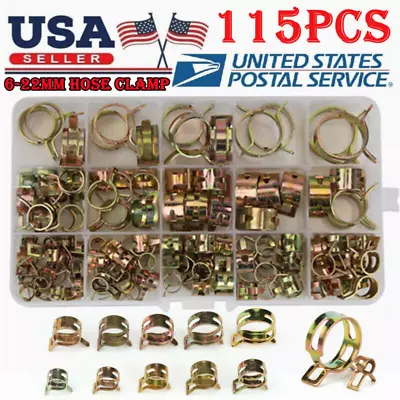 115X Hose Spring Clamps 6-22mm Fastener Fuel Water Line Pipe Air Tube Clips Kit • $11.39