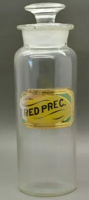 Antique C1880 Red Prec. Apothecary Jar Medical Bottle Label Under Glass Stopper • $39.99