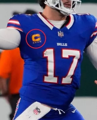$14.99 • Buy 2023 BUFFALO BILLS Josh Allen QB 4 -⭐⭐⭐⭐ STAR Blue CAPTAIN GOLD C-PATCH Stick-on