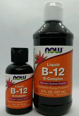 CHOOSE ONE: NOW Liquid B-12 B-Complex 2 OR 8 Fl Oz - Nervous System Health • $11.99