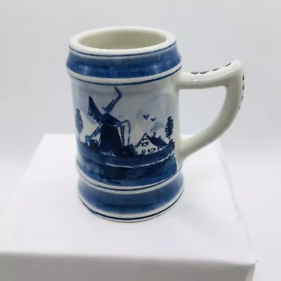 Vintage Delft Blauw Holland Hand Painted Mini 3 1/2” Stein Bottom Chipping • $6