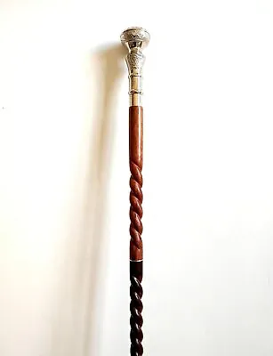 $30.60 • Buy Brass Antique Knob Head Handle Spiral Wooden Walking Stick Cane Christmas Gifts