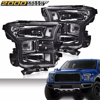 Fit For 2015 2016 2017 Ford F150 Pickup Left+Right Clear Corner Black Headlights • $98.40