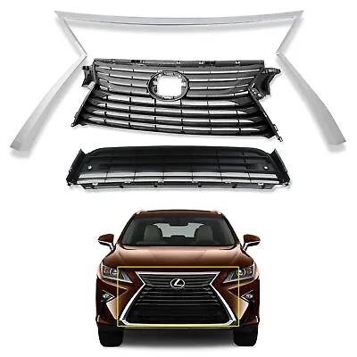 For 2016 2019 Lexus RX RX350 RX450h Grille Upper Lower Chrome Trim Set No Camera • $245.95