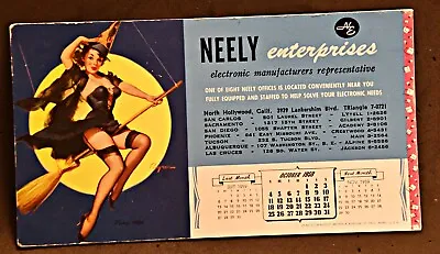 Pinup Girl Calendar Ink Blotter Elvgren Neely Sales Division Oct 1959 • $11.66