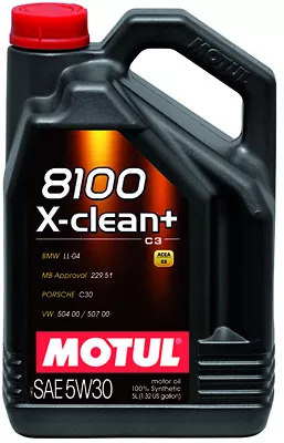 Motul 8100 X-clean+ SAE 5W-30 Fully Synthetic Engine Motor Oil 5 Liter Bottle • $61.66