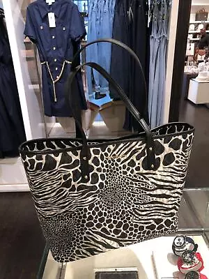 Michael Kors Carter Lady Large Shoulder Open Tote Bag Handbag Purse Zebra Print • $126