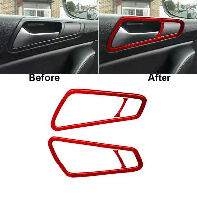 For Volkswagen Passat Red Carbon Fiber Car Interior Front Door Handle Cover Trim • $18.11