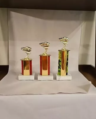 3 Vtg Racing Car Trophies 1st 2nd 3rd Place 68 Mustang  • $115