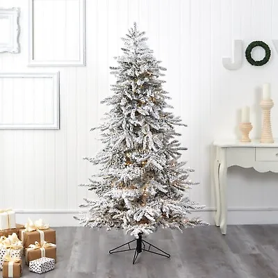 6.5’ Flocked Grand Northern Rocky Fir Pre Lighted Instant Connect Christmas Tree • $150