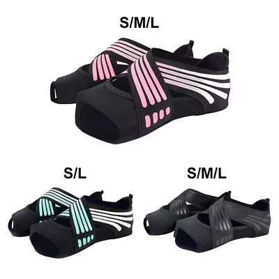 Non Slip 1 Pair Women   Yoga Shoes Pilates Grip Socks Toeless • £8.57