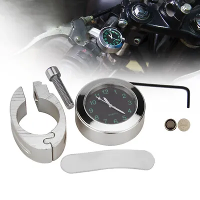 Motorcycle Cruiser Universal 7/8'' 1'' Handle Bar Mount Clock Watch Waterproof • $11.35