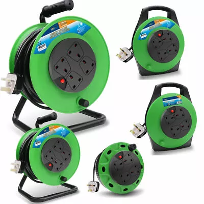£15.99 • Buy 4 Way Gang Socket Extension Heavy Duty 5/10/15/25/50m Cable Reel Electrical Lead