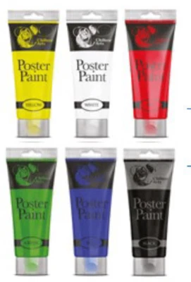 6X 120ml POSTER COLOUR PAINT READY MIX CRAFT ASSORTED COLOURS KIDS ACTIVITY UK • £10.99
