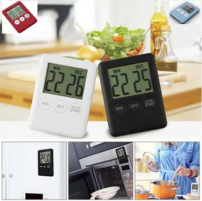Slim Magnetic LCD Display Kitchen Timer Count UP DOWN Cooking Alarm UK POST • £3.48