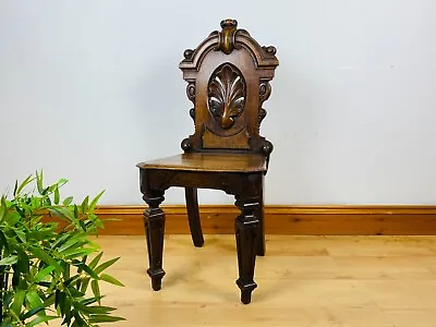 Pugin Gothic Revival English Oak Hall Chair Ecclesiastical Chapel Chair • £395