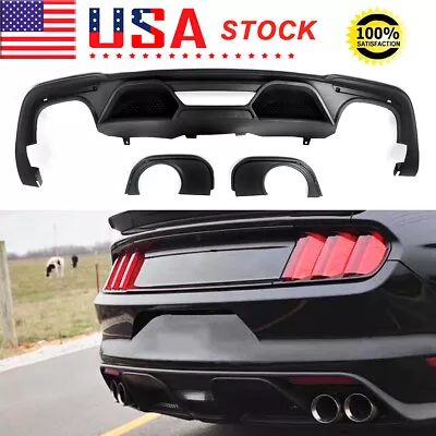 For 2018-22 Ford Mustang GT500 Style Unpaint Rear Bumper Lip Quad Tips Diffuser • $375.99