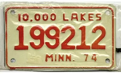 *99 CENT SALE*  NOS 1974 Minnesota MOTORCYCLE License Plate #199212 No Reserve • $4.25
