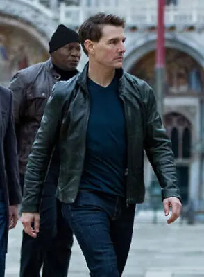 Celebrity Tom Cruise Mission Impossible Dead Reckoning Black Leather Jacket Mens • $113.51