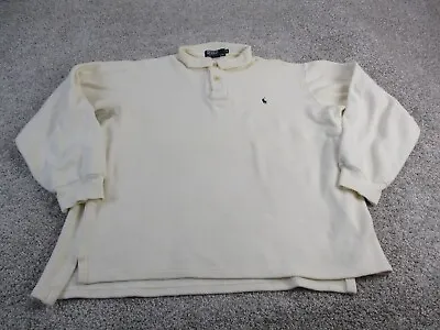 VINTAGE Ralph Lauren Polo Mens Sweater Ivory Long Sleeve Made USA Cotton Heavy • $19.99