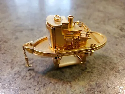 RARE BULOVA Tug Boat Mini Clock Metal Gold Tone Vintage AS IS • $170.09