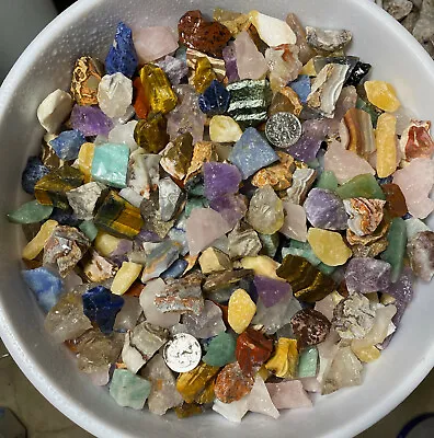 22+ Types! Premium Natural Gemstone Mineral Mix 2lb Brazil Mexican Crazy Lace  • $10.57
