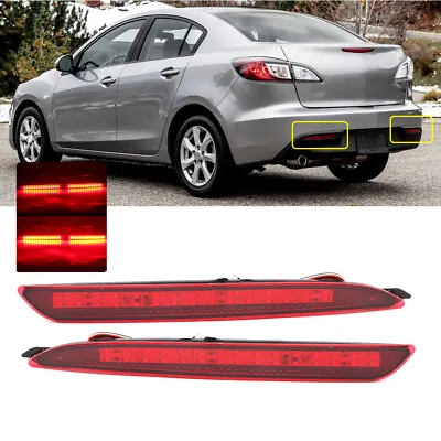 Pair Red Rear Bumper Reflector Light Tail Brake Lamp LED For Mazda 3 2010-14 15 • $32.88