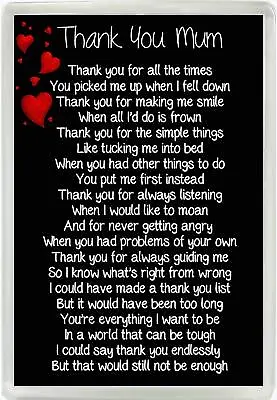 Thank You Mum Poem Jumbo Magnet Ideal Birthday Mothers Day Gift M110 • £5.99