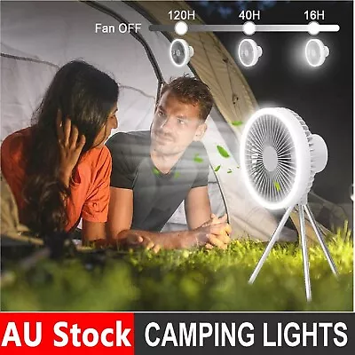 New Portable Tent Light LED Lamp Fan Camping Hiking Outdoor Ceiling Equipment • $56.99