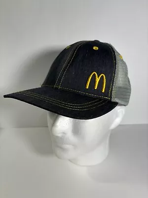 McDonalds Crew Snapback Hat Employee Work Uniform Blue Denim Ball Cap Navy Mesh • $5.50