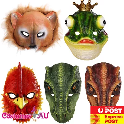 3D Lion Rooster Frog Dinosaur Masquerade Face Mask Wild Animal Costume Book Week • $11.39
