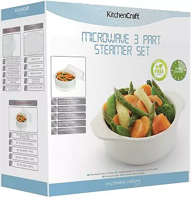 Microwave Vegetable 3 Part Steamer  Pot Set  Healthy Eating • £9.99