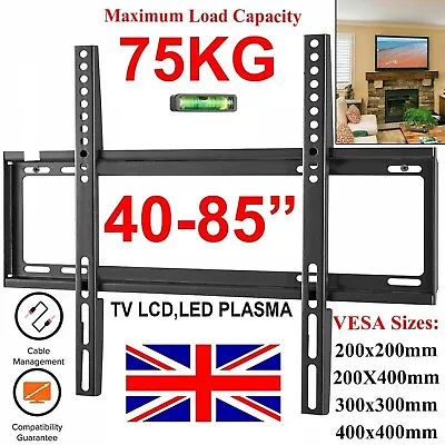 Tv Wall Bracket Mount Slim For 40 42 50  55 63 70 80 Inch Flat 3d Lcd Led Plasma • £11.95