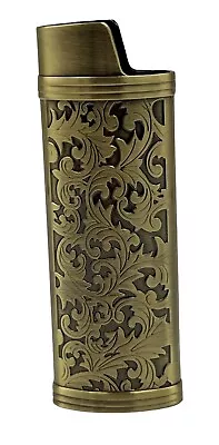 Bronze Metal Lighter Case Cover Holder Sleeve Pouch For BIC Large Lighter J26 • $11.95