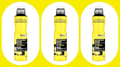 3x L'Oreal Men Expert Invincible Deodorant (250ML Each) - Brand NEW + FREE P&P • £14.75