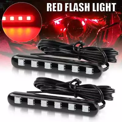 2x Red 6 LED Car Motorcycle Lights Strip Brake Tail Lights Strobe Flashing Lamps • $9.96