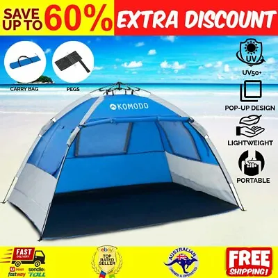 $74.49 • Buy Pop Up Beach Shelter UV50 Camping Hiking Shade Tent W Carry Bag Pegs Sandbags